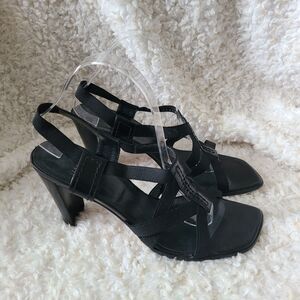Stuart Weitzman Y2K Square Toe Strappy Heeled‎ Sandals sz 9.5